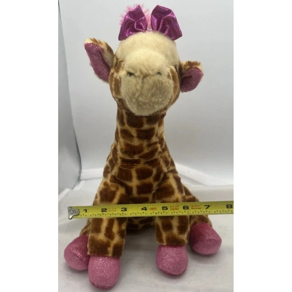 Girlz Nation Giraffe Plush 13” Brown Pink Stuffed Animal Soft Toy